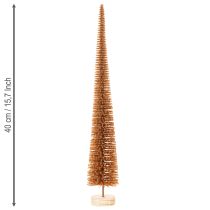 Prodotto Decorazione artificiale per albero di Natale, sottile, con base in legno, 40 cm, 3 pezzi