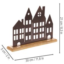 Prodotto Decorazione per fila di case, in metallo con base in legno, 30 cm