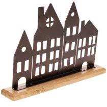 Prodotto Decorazione per fila di case, in metallo con base in legno, 30 cm