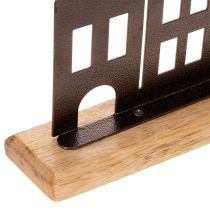 Prodotto Decorazione per fila di case, in metallo con base in legno, 30 cm