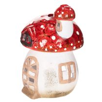 Prodotto Casetta decorativa a forma di fungo per lumino, dipinta a mano con torretta, 21 cm