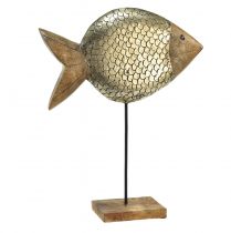 Pesce decorativo in legno metallo ottone marittimo 33x11,5x37cm