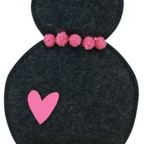 Prodotto Decorazione da tavola Decorazione coniglietto pasquale in feltro nero con cuore 45 cm 3 pezzi