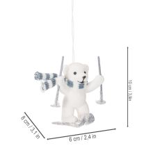 Prodotto Ciondolo a forma di orso polare sugli sci con sciarpa per appenderlo, 10 cm, 2 pezzi