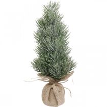 Mini albero di Natale innevato artificialmente in un sacco H33cm
