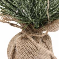 Mini albero di Natale innevato artificialmente in un sacco H33cm