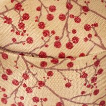 Prodotto Rami decorativi in nastro con bacche rosse glitterate, 40 mm x 15 m
