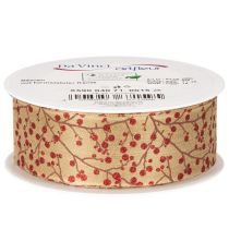 Prodotto Rami decorativi in nastro con bacche rosse glitterate, 40 mm x 15 m