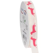 Prodotto Nastro decorativo con motivo a bassotto, ideale come regalo, largo 15 mm e lungo 18 m.