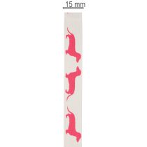 Prodotto Nastro decorativo con motivo a bassotto, ideale come regalo, largo 15 mm e lungo 18 m.