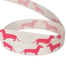 Prodotto Nastro decorativo con motivo a bassotto, ideale come regalo, largo 15 mm e lungo 18 m.