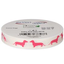 Prodotto Nastro decorativo con motivo a bassotto, ideale come regalo, largo 15 mm e lungo 18 m.
