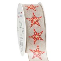 Prodotto Nastro decorativo con stelle rosse, largo 40 mm, lungo 15 m.