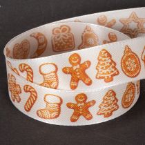 Prodotto Nastro regalo con decorazioni a forma di omini di pan di zenzero. Nastro festivo per regali di Natale. 25 mm x 18 m.