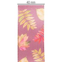 Prodotto Nastro decorativo con motivo a foglie autunnali, largo 40 mm, lungo 15 m.