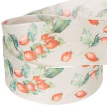 Prodotto Nastro regalo con motivo autunnale a bacche di rosa canina e foglie, 40 mm x 18 m