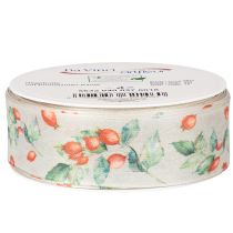 Prodotto Nastro regalo con motivo autunnale a bacche di rosa canina e foglie, 40 mm x 18 m