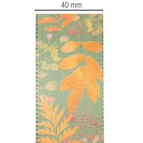 Prodotto Nastro decorativo con motivo a foglie, decorazione autunnale, 40 mm x 15 m