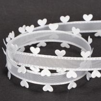 Prodotto Nastro decorativo bianco con cuoricini per idee creative di bricolage, 20 mm x 15 m