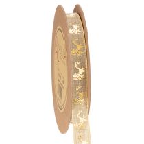 Prodotto Nastro decorativo con disegno di cervo, nastro natalizio, 15 mm x 15 m