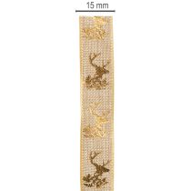 Prodotto Nastro decorativo con disegno di cervo, nastro natalizio, 15 mm x 15 m