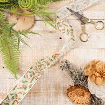 Prodotto Nastro decorativo con agrifoglio e bacche, bordo dimensionalmente stabile, 25 mm, 18 m