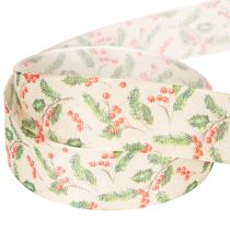 Prodotto Nastro decorativo con agrifoglio e bacche, bordo dimensionalmente stabile, 25 mm, 18 m