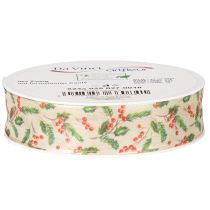 Prodotto Nastro decorativo con agrifoglio e bacche, bordo dimensionalmente stabile, 25 mm, 18 m