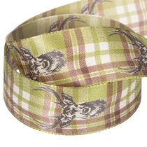 Prodotto Nastro decorativo con testa di cervo e motivo a scacchi, 40 mm x 15 m