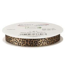 Prodotto Nastro di seta con stampa leopardata marrone nero 15 mm 18 m