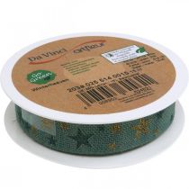 Prodotto Nastro regalo fiocco con stelle oro blu 25mm 15m