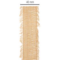 Prodotto Nastro decorativo in cotone, stile rustico, con frange, 40 mm, 30 m