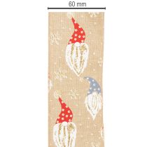 Prodotto Nastro decorativo con gnomi natalizi su nastro di juta, motivo invernale, 60 mm x 10 m