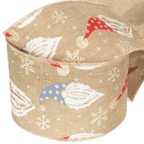 Prodotto Nastro decorativo con gnomi natalizi su nastro di juta, motivo invernale, 60 mm x 10 m
