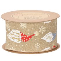 Prodotto Nastro decorativo con gnomi natalizi su nastro di juta, motivo invernale, 60 mm x 10 m