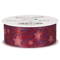 Prodotto Nastro decorativo scintillante con motivo a stelle per decorazioni natalizie, 40 mm x 15 m