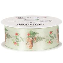 Prodotto Nastro decorativo con motivo di cervo, bosco e fiori, 40 mm x 15 m