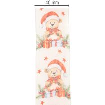 Prodotto Orsetto con nastro regalo, cappello di Babbo Natale e regali 40mm 15m