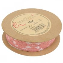 Prodotto Nastro in pizzo rosa antico, nastro decorativo, decorazione vintage, nastro decorativo, decorazione nuziale W25mm L15m