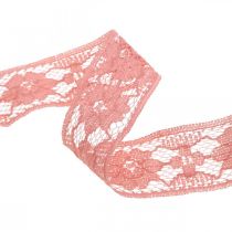 Prodotto Nastro in pizzo rosa antico, nastro decorativo, decorazione vintage, nastro decorativo, decorazione nuziale W25mm L15m