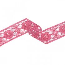 Nastro in pizzo rosa 25mm nastro decorativo in pizzo 15m
