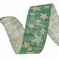 Nastro regalo fiocco con stelle oro verde 25mm 15m