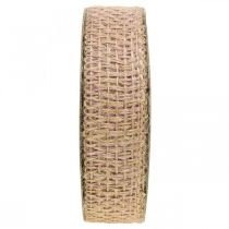 Nastro decorativo iuta rosa, natura 25mm nastro di iuta decorazione casa di campagna 10m