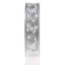 Nastro organza farfalla grigio 25mm 20m