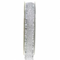 Nastro decorativo argento con frange 15mm 15m
