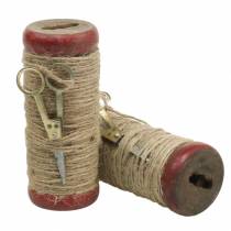 Prodotto Bobina di filato con forbici decorative Ø6,5 cm H15 cm 2 pezzi in stile vintage