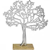 Albero decorativo in metallo grande, albero in metallo legno argento H42.5cm