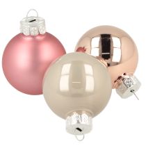 Prodotto Decorazione per albero di Natale palline di vetro rosa grigio Ø4cm 24 pezzi