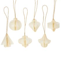 Prodotto Decorazioni natalizie in carta, a nido d&#39;ape, bianche e dorate, 4 cm, 6 pezzi