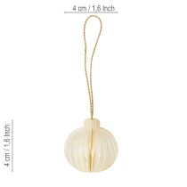 Prodotto Decorazioni natalizie in carta, a nido d&#39;ape, bianche e dorate, 4 cm, 6 pezzi